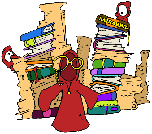 A cultist holding a stack of books